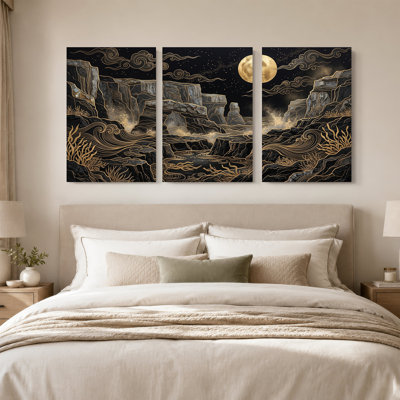 Ensemble de 3 toiles murales Moonlit