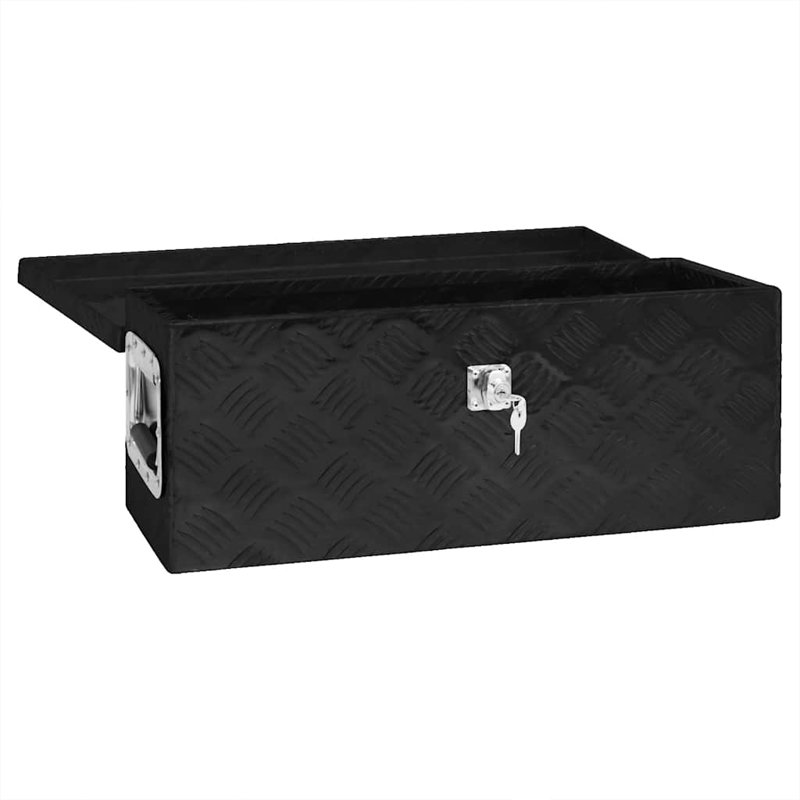 Boîte à outils Boîte de rangement extérieure avec système de verrouillage Coffre à outils en aluminium, Noir