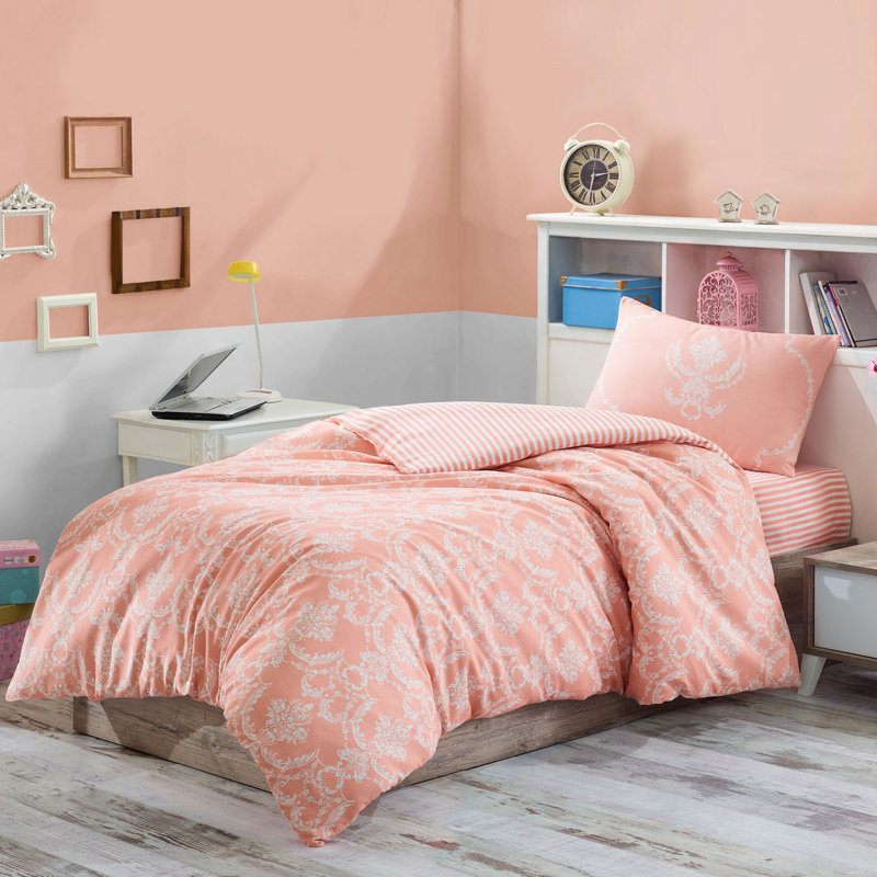 Ensemble de housse de couette simple Premium 100% coton et polyester, housse de couette 55 x 79 et taie d'oreiller 24 x 24 | Lavable à la machine, 120 fils au pouce carré, couleur élégante, fermeture à boutons pour une utilisation facile
