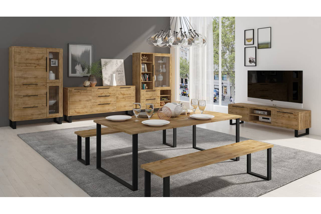 Alnis 40 The Media TV Cabinet in Oak Wotan - Premium Laminated Board - W180cm