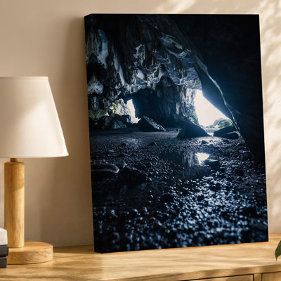 Canvas A Dark And Atmospheric Cave Interior Featuring Jagged Rock Formations Wall Art With A Mix Of Sharp And Smooth Textures The Canvas Wall Art