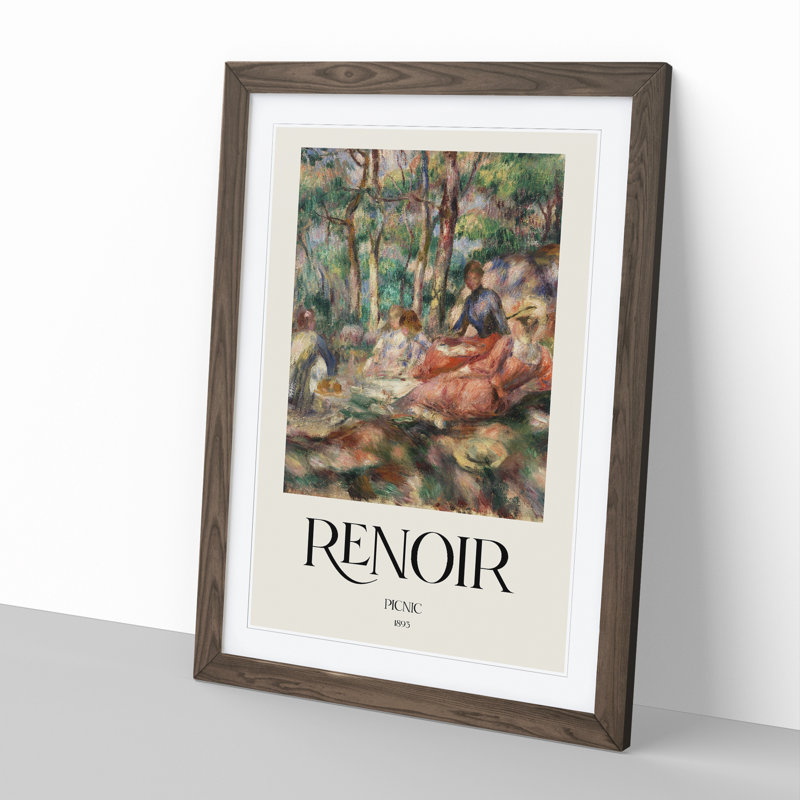 Picnic by Pierre-Auguste Renoir - Picture Frame Painting, 36cm H x 27cm W x 2cm D, Walnut