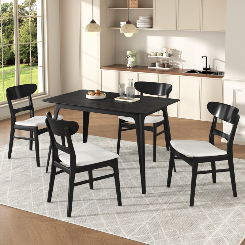 5 pièces Vasili avec 4 chaises à dossier creux, Beige clair