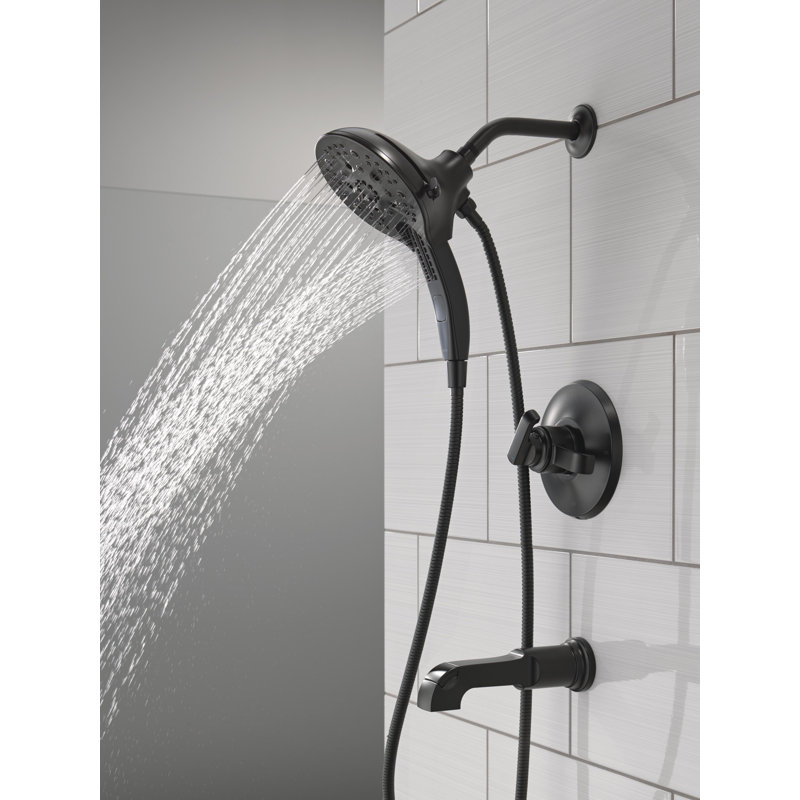 Tetra 17 Series Dual-Function Bathtub Faucet Trim, In2ition Shower Head with Handheld Spray Trim Kit, Matte Black