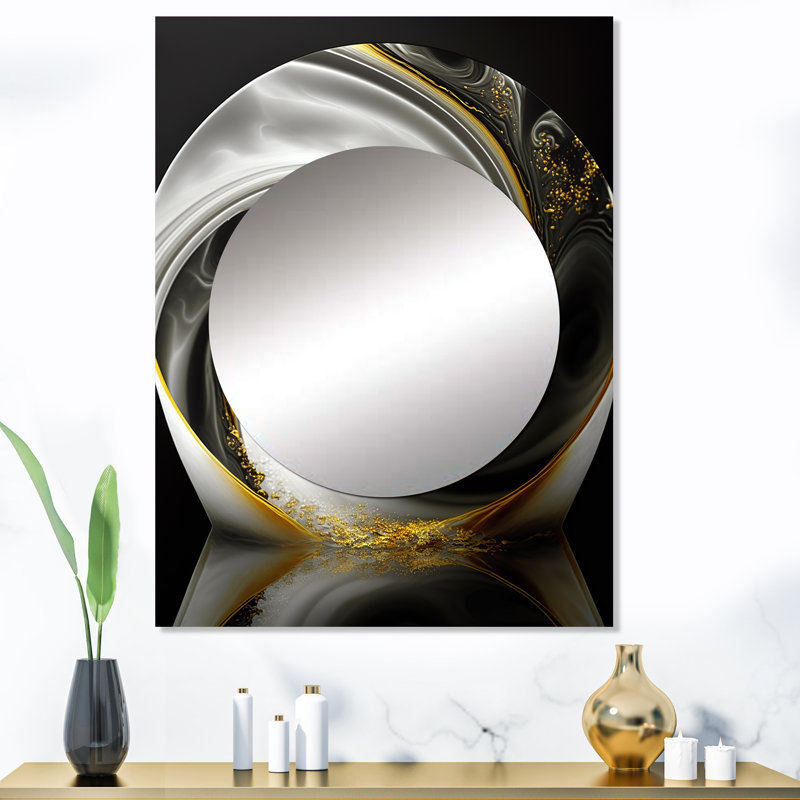 Abstract Modern Swirl II - Abstract Spirals Decorative Wall Mirror, Black Large Mirror, Printed Metal Art, 40" x 30"