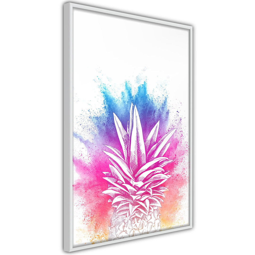 Gerahmtes Poster Regenbogen-Ananas-Krone