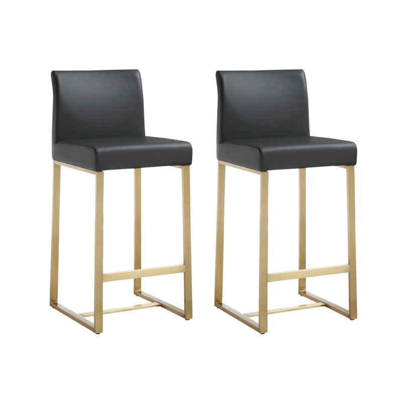 Upholstered Counter Stool with Metal Frame, 68.6cm, Black/Gold