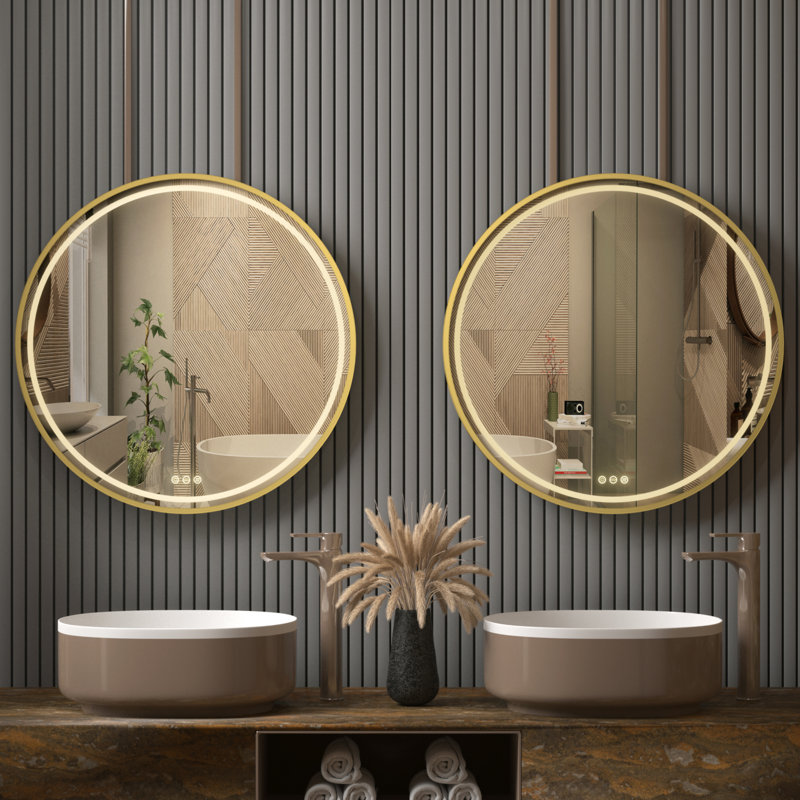 Miroir mural Aileena, Or, 31,5 po x 31,5 po
