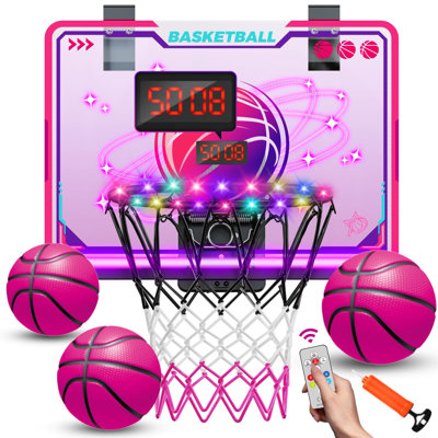 Panier de basketball interactif lumineux avec effets sonores - Jeu d'intérieur télécommandé pour enfants 5 à 12 ans