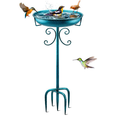 35In Metal Bird Bath for Outside