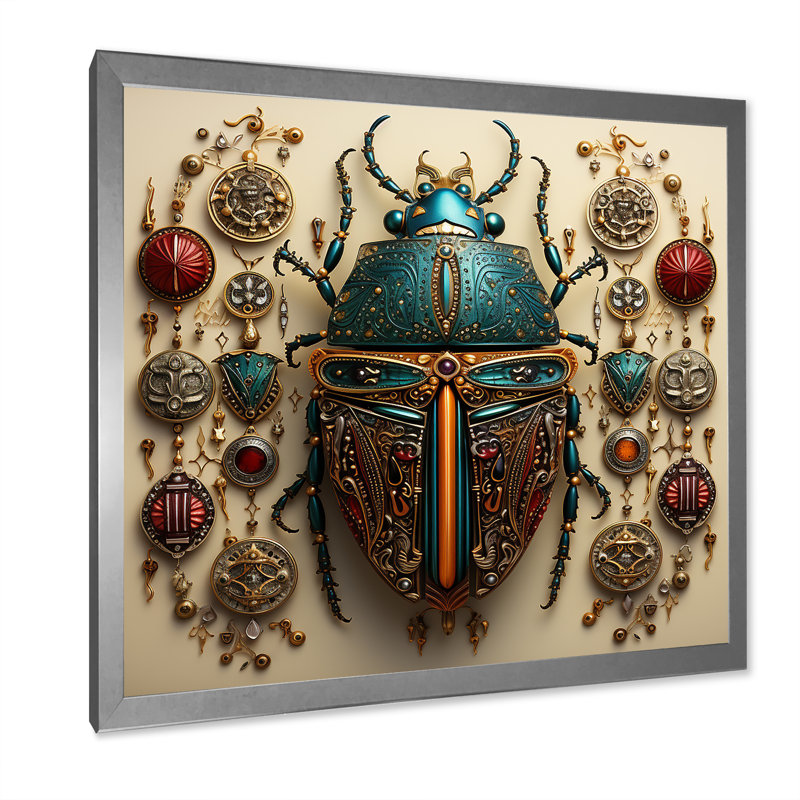 Mystic Beetle 1 - insectes et insectes, art mural, Cadre simple argenté, H 30 po x l 30 po x P 1,5 po
