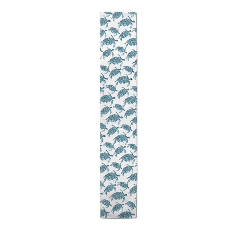 Chemin de table géométrique Adamson, Bleu, L 90 po x l 16 po