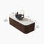 Meuble-lavabo 48 po avec lavabo, meuble de rangement mural rayé à bords arrondis avec 2 tiroirs, vasque en céramique noire avec motif de pierre, couleur noyer foncé-1702078445