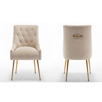 Chaise d'appoint en velours beige Baudel