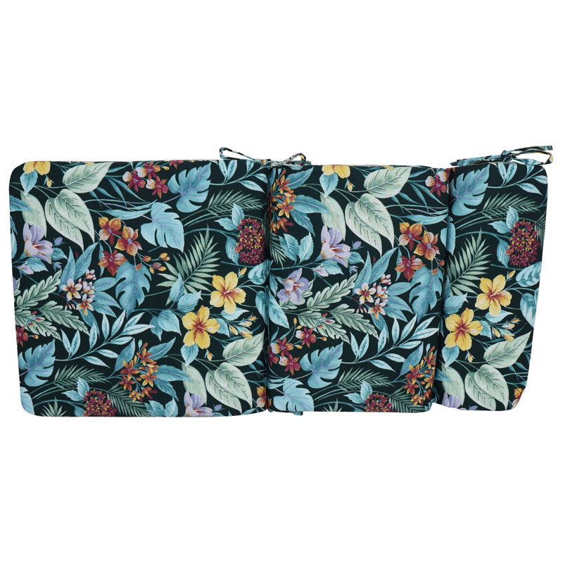 Outdoor Seat/Back Chair Cushion, Blue/Green/Carena Teal Floral, 22" W x 21" D