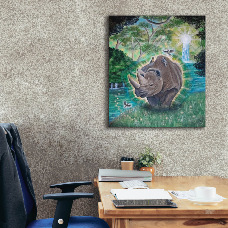  «Rhinoceros Medecine» par Verena Wild, art mural sur toile, 26 po x 30 po, H 30 po x l 26 po