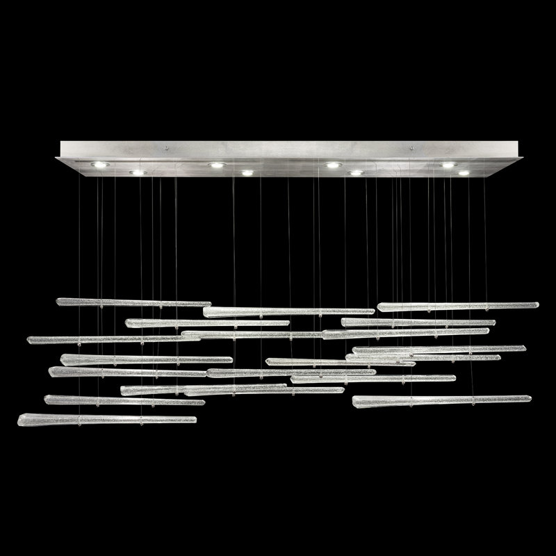Luminaire suspendu géométrique pour îlot de cuisine à 8 lumières Elevate, Argent, Argent