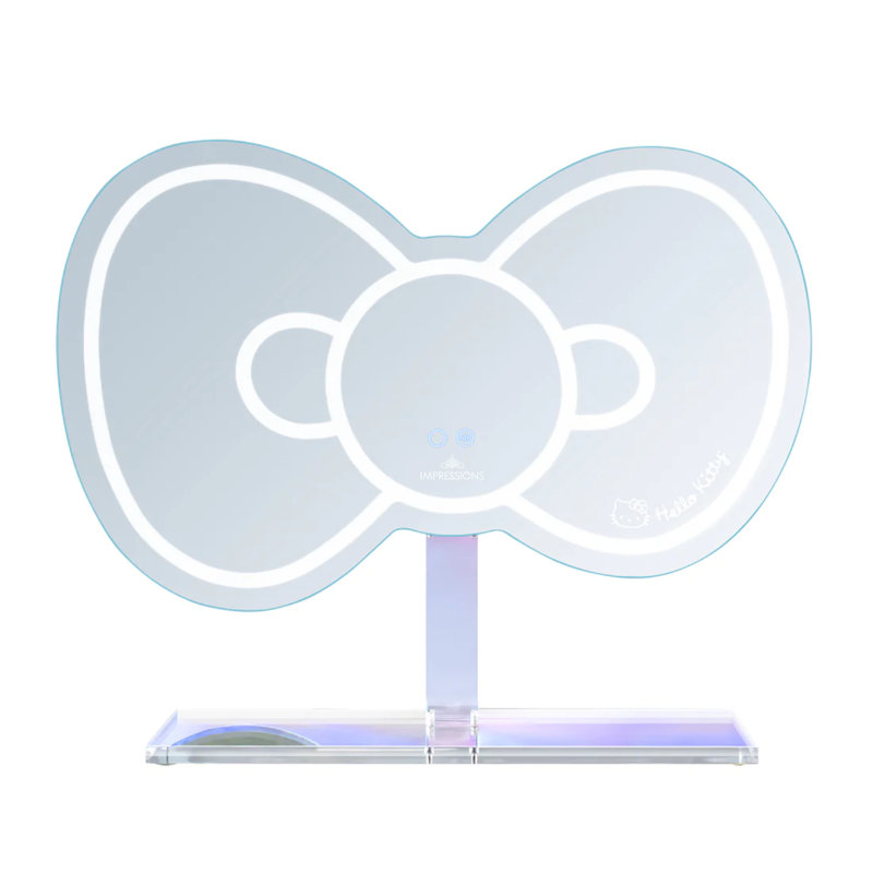 Hello Kitty RGB Bow Wall Mirror with LED Strip Lights, App Controlled WiFi Smart Makeup Vanity Mirror
