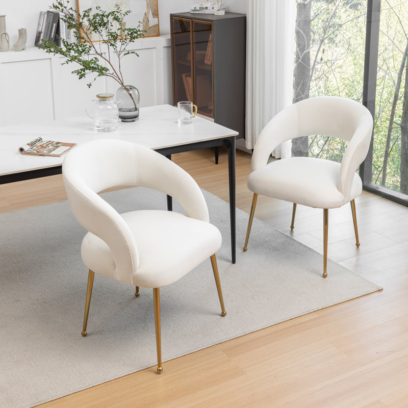 Lokelani 19.3'' H Velvet Upholstered Armchair, Beige, 2