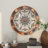 Wood Medallion Scroll Brown Wall Decor with Metal Fleur-De-Lis Detail