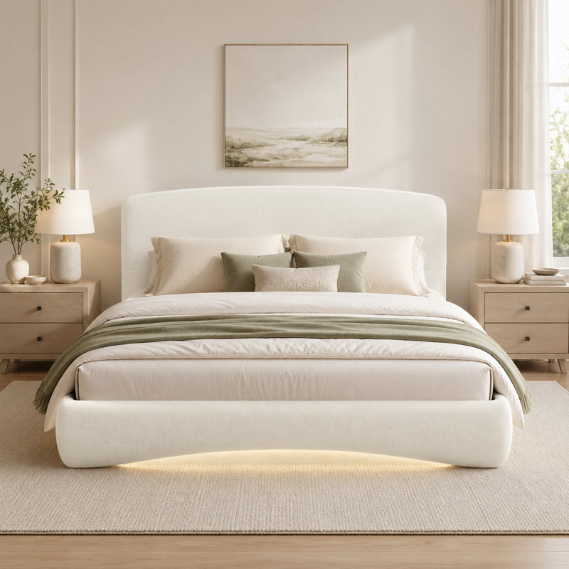Grand lit tapissier courbé Modern Modern, Queen