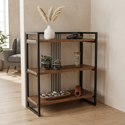 Lauxel 3 Tier Metal Framed Wood Shelf
