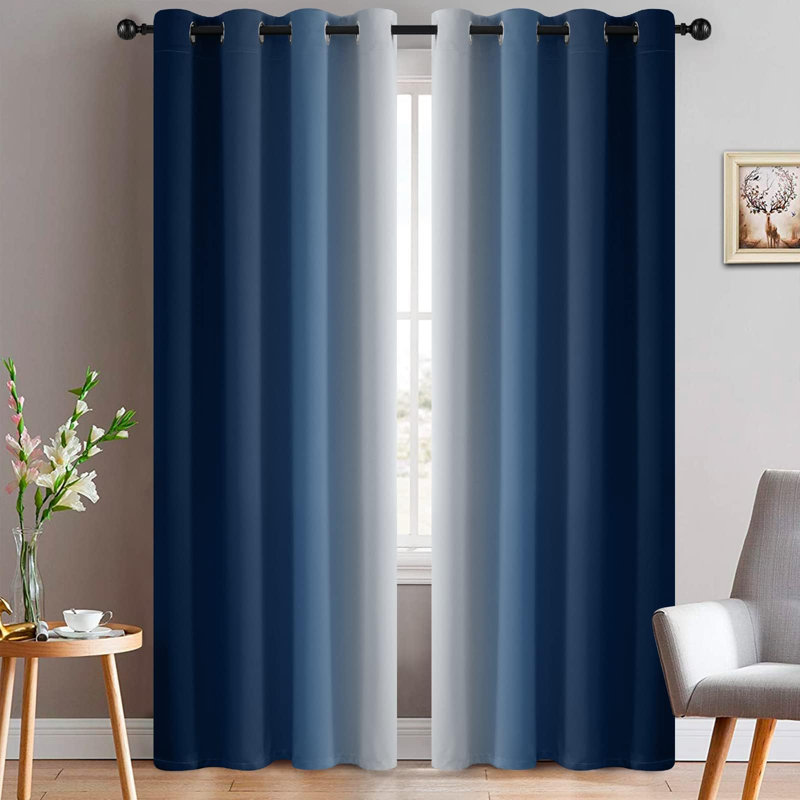 Rideaux occultant et isolant et isolant, Bleu, L 52 po x L 90 po