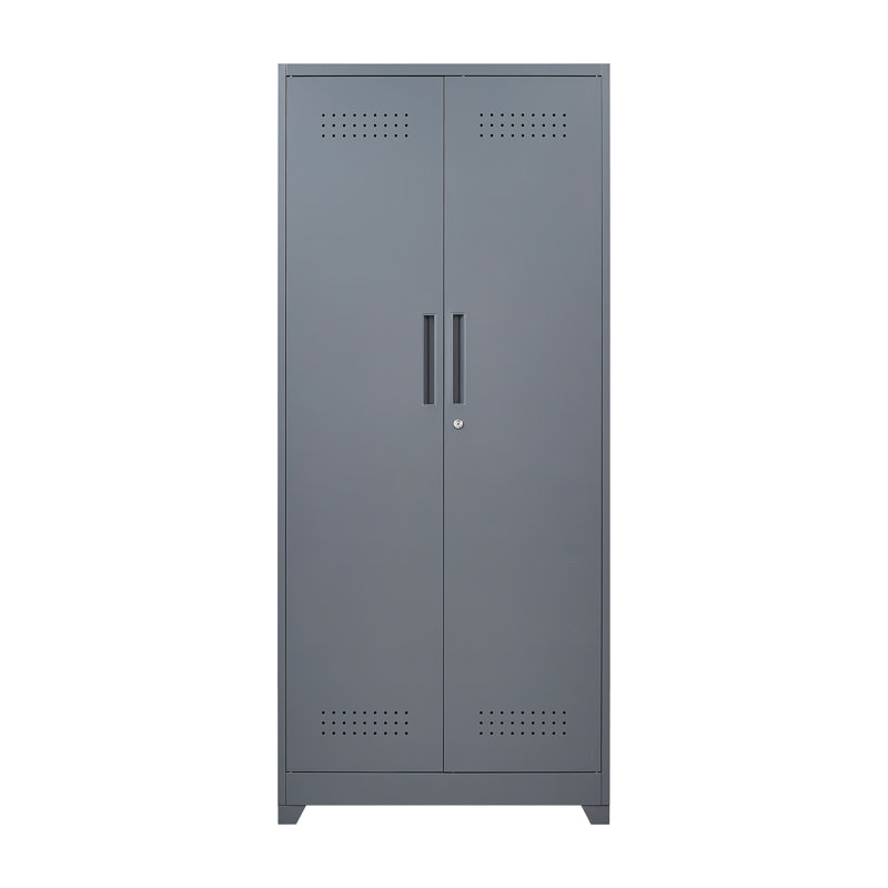 Armoires de rangement en métal, armoire à outils de nettoyage avec porte verrouillable, grand porte-outils à balais et rangement, grande armoire de rangement pour cuisine, garde-manger, bureau, magasin
