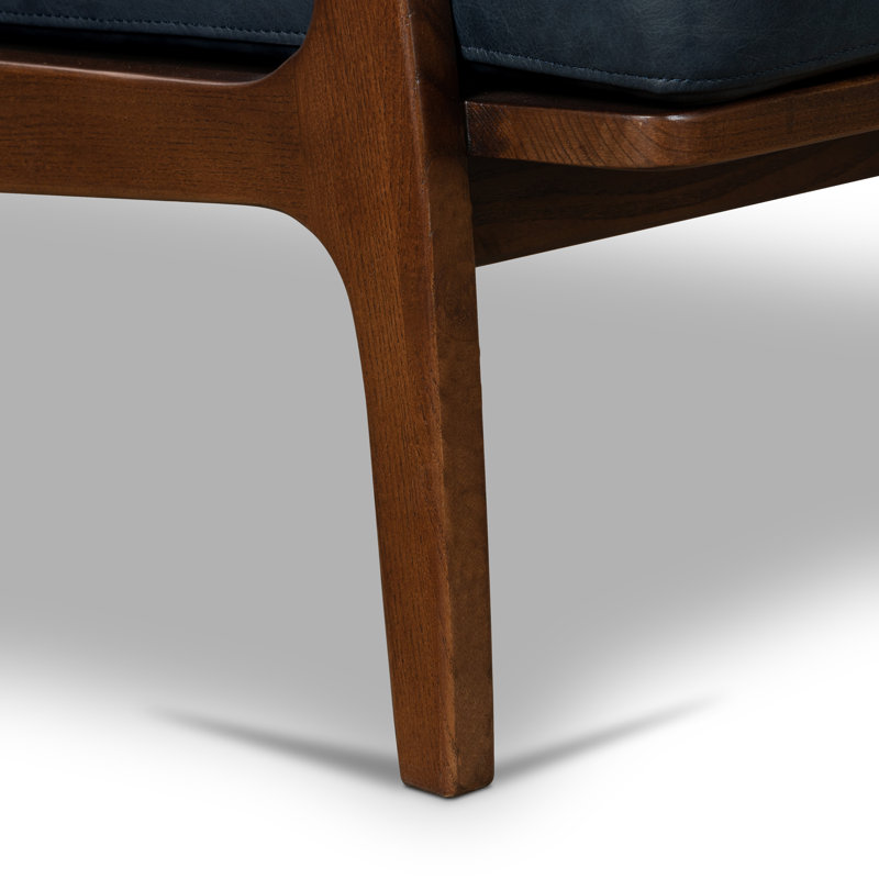 Verity Genuine Italian Leather Lounge Chair, Deepsky Blue Full Grain Leather