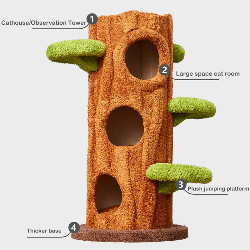 48.8'' H Eletha Solid Wood Modern Cat Tree Tower Condo
