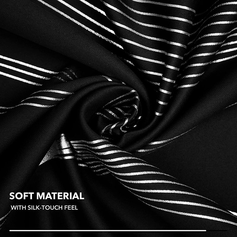 Prewett Super Soft Eyelet Room Darkening Thermal Curtains, Width 117 x Drop 138cm, Black Wave Line
