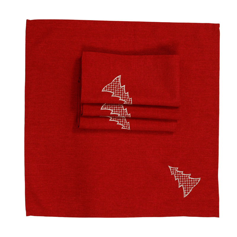 Adrijan Polyester Embroidered Square Napkin, Red