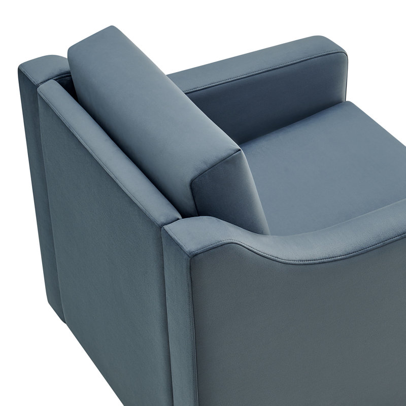 Liora Performance Velvet Armchair, Cadet Blue Velvet