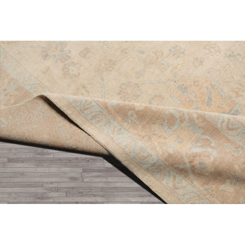 Tapis multicolore en laine délavé beige pierre Oushak, Rectangulaire 2 pi x 3 pi