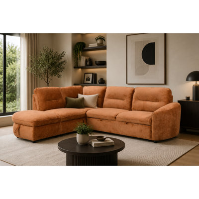  Canapé-lit modulaire avec méridienne Hudson, orange brûlé