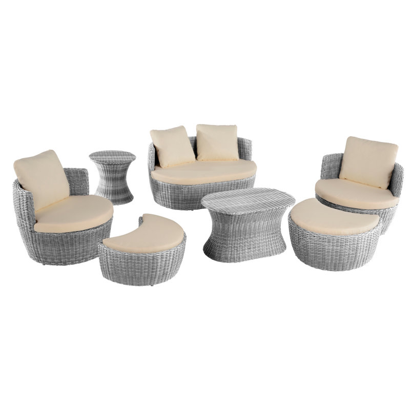 Riarna 4 - Person Patio Conversation Set with Cushions, Beige, Gray