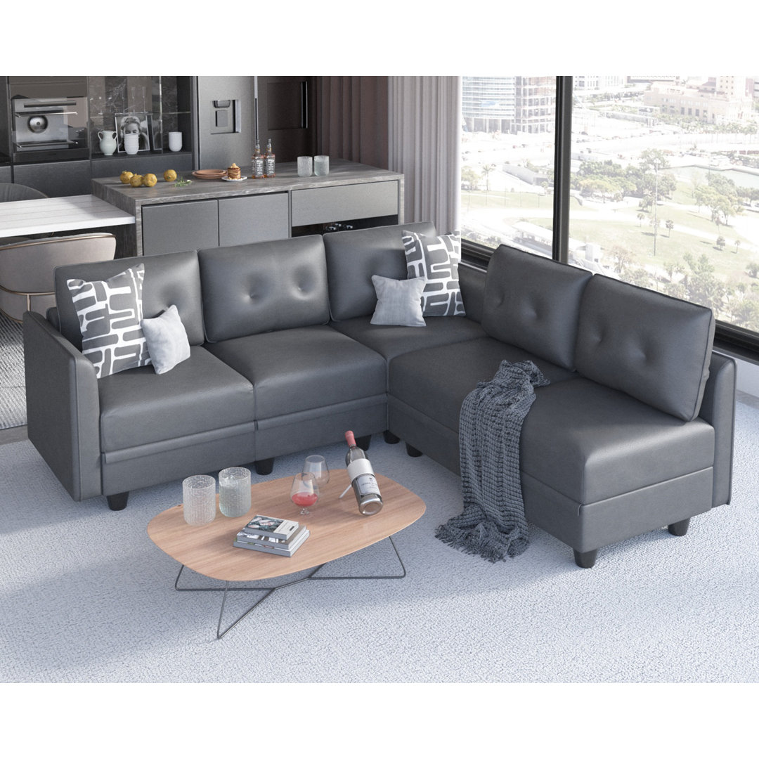 Tomario 6 - Piece Faux Leather Sectional Latitude Run® Body 