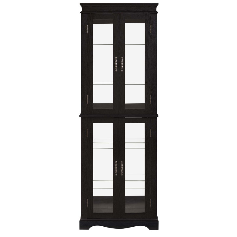 Vitrine lumineuse en verre avec cadre en bois