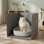 Enceinte anti-fuites pour litière pour chat à haut parois, grand bouclier anti-fuites avec tapis amovible et 2 crochets, facile à nettoyer, l 24 po x l 14,14 po x P 16,14 po