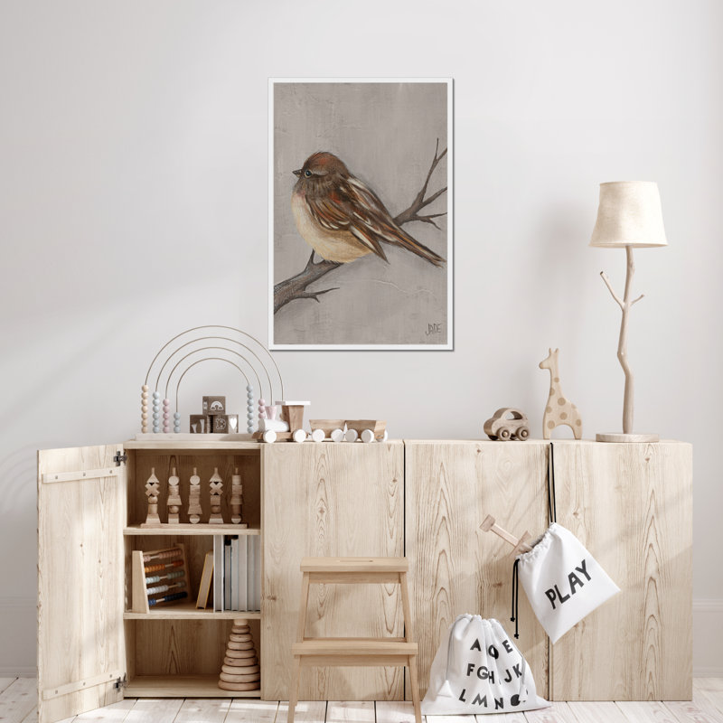 Winter Bird III by Jade Reynolds - Painting, 95cm H x 65cm W, White Framed Paper Print