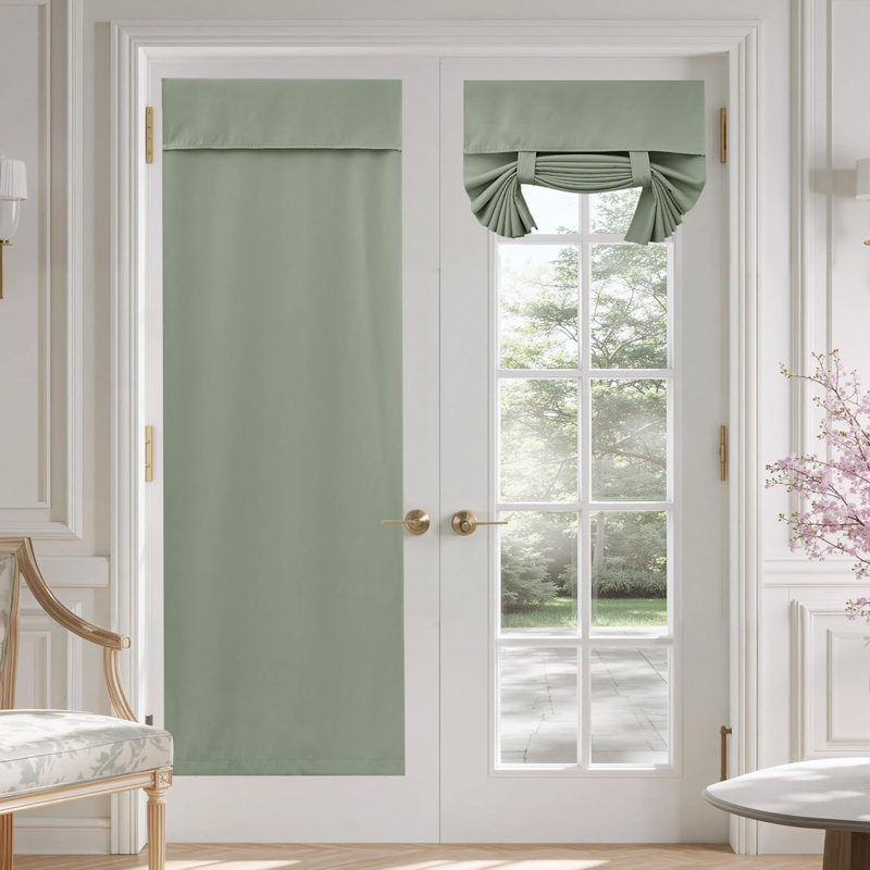  100% Blackout French Door Curtains, Privacy Curtains for Window, Room Darkening Thermal Insulated Door Window Shades for Bedroom, 1 Panel