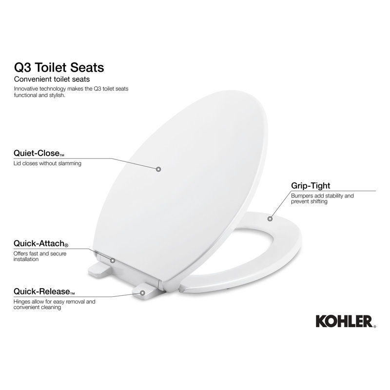 Reveal Quiet-Close with Grip-Tight Toilet Seat, White, Elongated