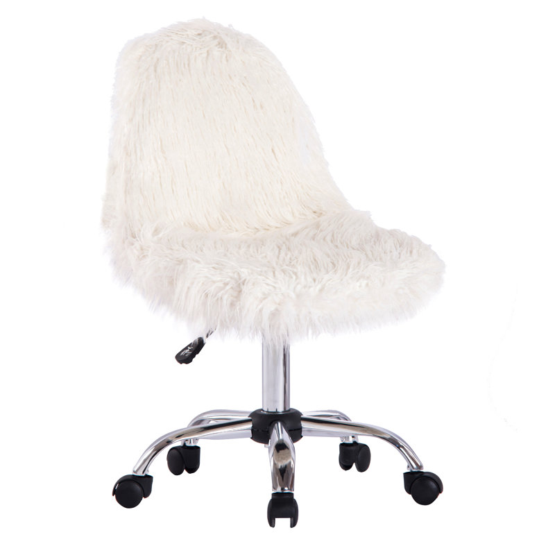 Faux Fur Office Chair, White