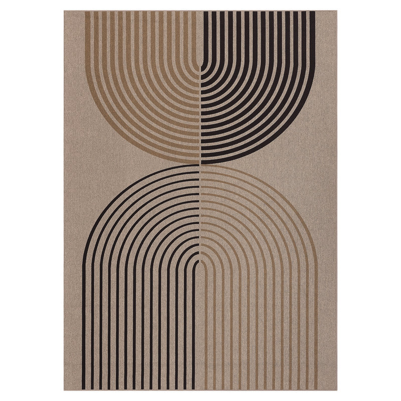 Modern Arch Striped Easy Jute Rug - Indoor Outdoor, Non-Slip, Washable, Mark Resistant, Non-Shedding Carpet for Bedroom, Living Room