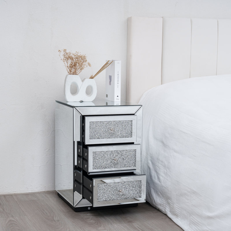 Ailany 40cm W Glass Bedside Table