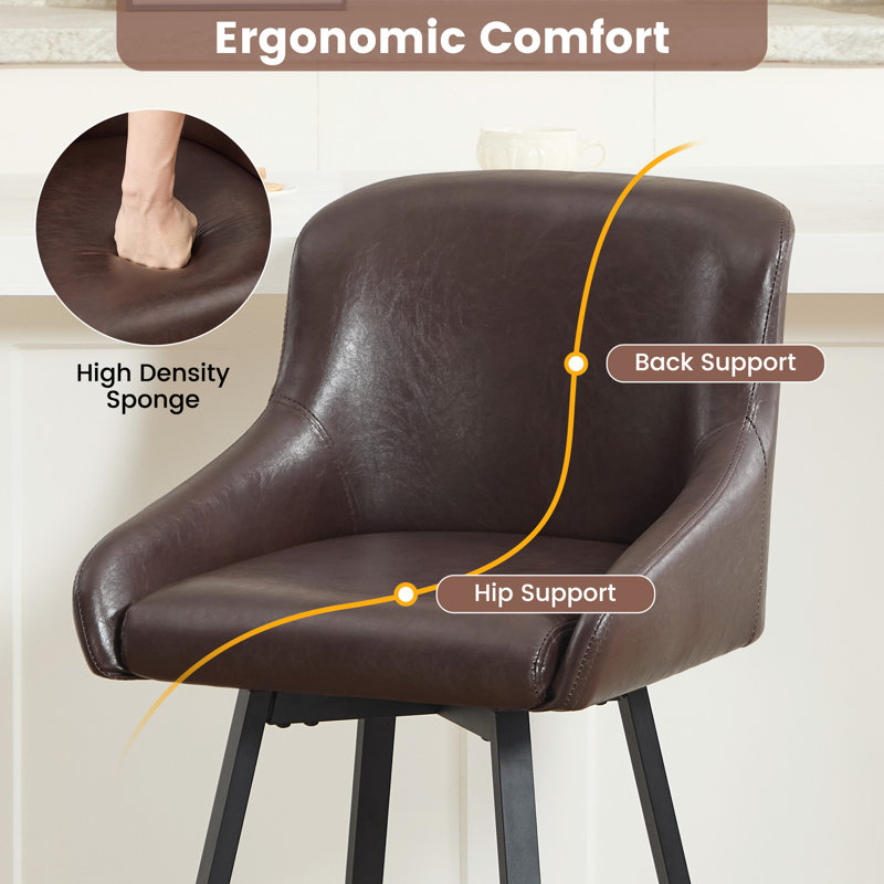 Versatile 26-Inch Upholstered Counter Stools - Ideal for Kitchen Islands and Home Bars, Light Brown