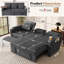 Canapé-lit convertible 3 places Aufak 83 po en chenille avec fauteuil inclinable électrique, ports de chargement USB, tablette latérale, porte-gobelet et rangement, gris-727867033