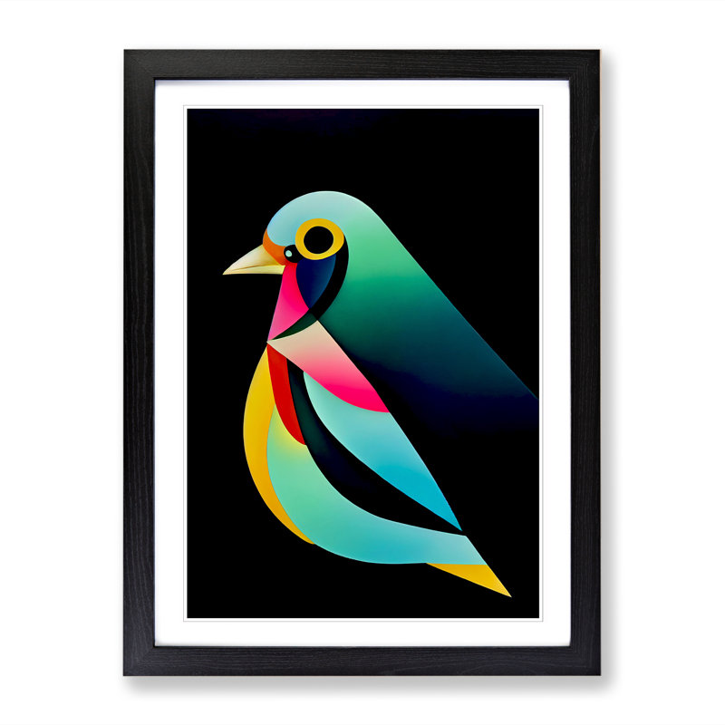 Bird Abstract - Single Picture Frame Print, 34cm H x 25cm W, Walnut Framed