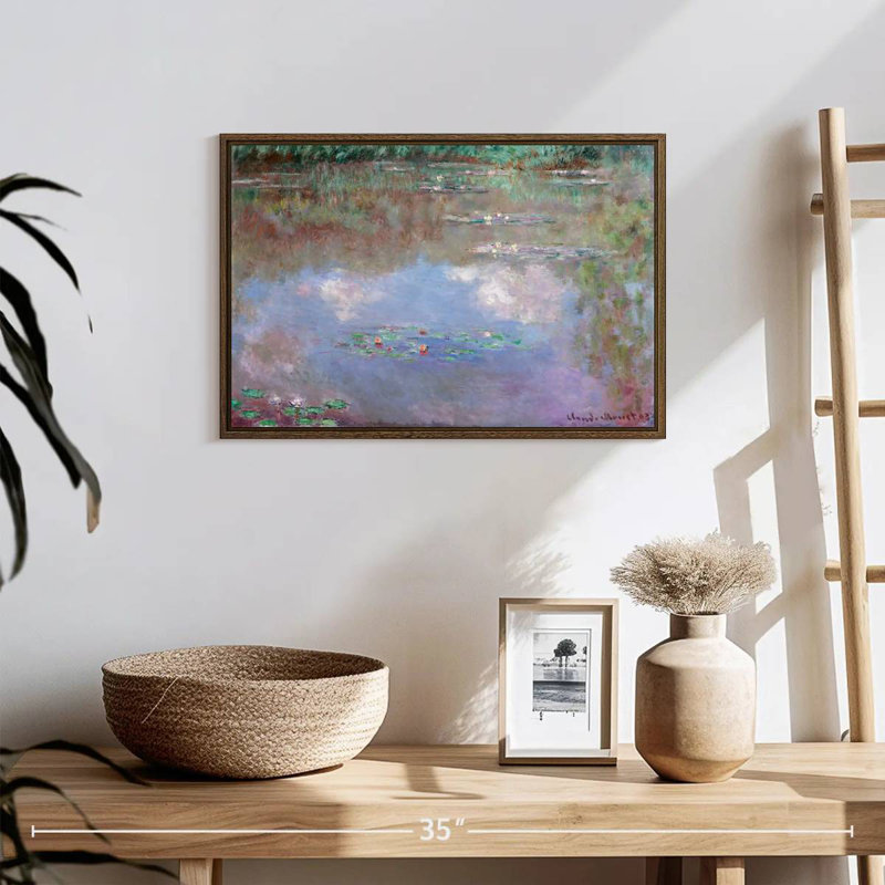 Nymphéas, nuages, 1903, 19 po x 13 po, Cadre flottant noyer