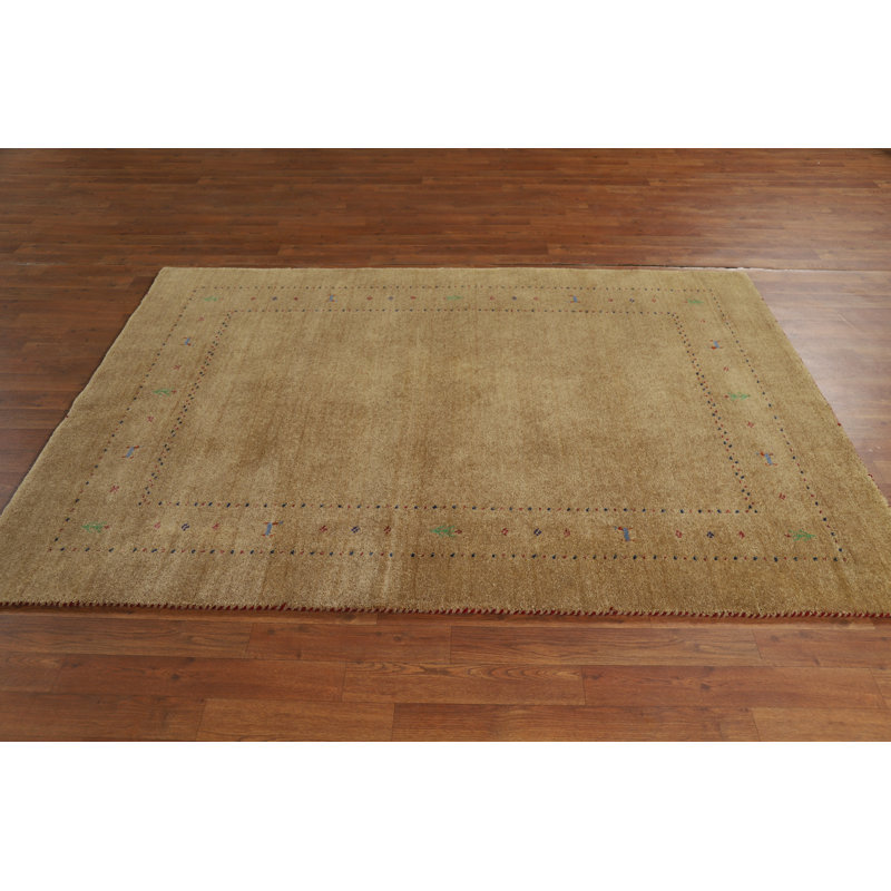Brown Gold Gabbeh Oriental Rug 5x7